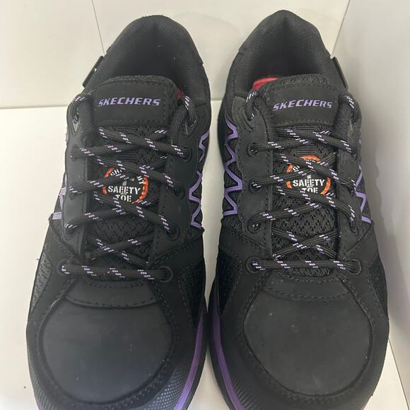 Women's Black/Purple Skecher Lightweight Safety toe Shoe 7 - Picture 2 of 9